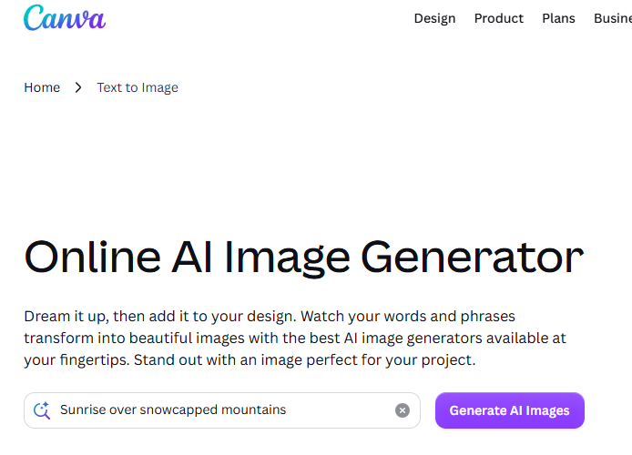 Canva AI Image generator