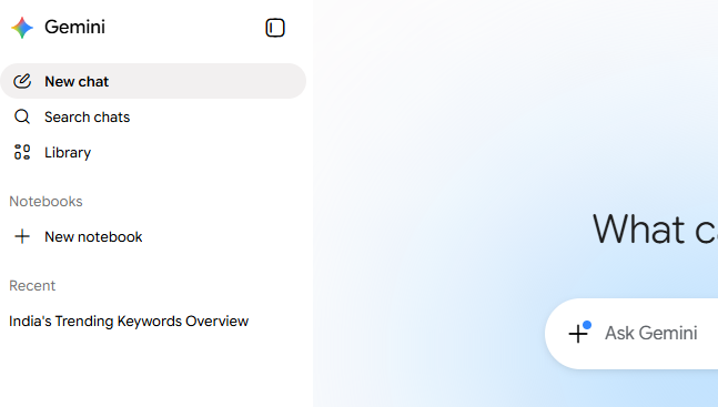 Google Gemini Homepage