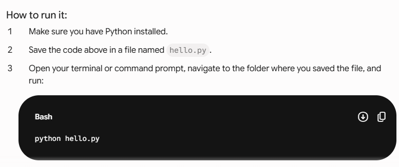 Gemini teaching a programming concept with examples
