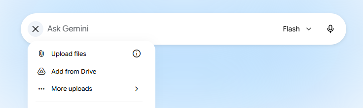 Uploading a file in Google Gemini