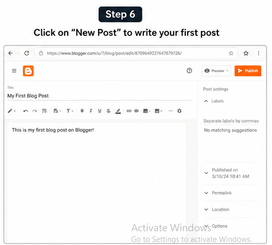 Step 5: Write Your First Blog Post