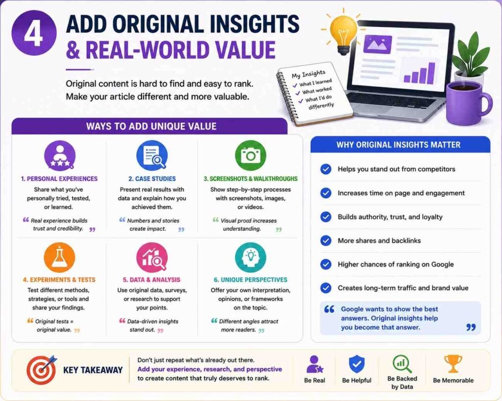 Add Original Insights Google Can't Find Elsewhere