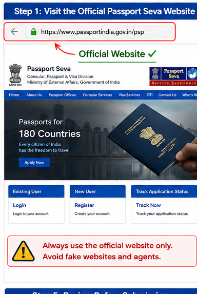 Visit the Official Passport Seva Website