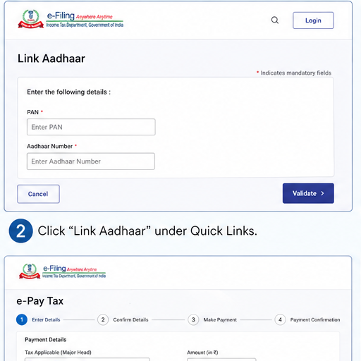 Click "Link Aadhaar" under Quick Links.