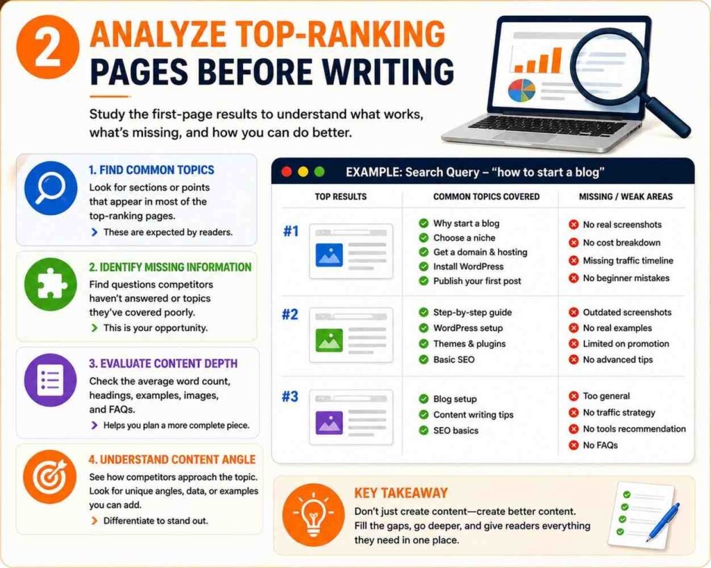 Analyze Top-Ranking Pages Before Writing