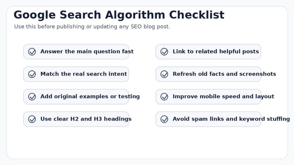 Final Checklist to Please Google Search Algorithm