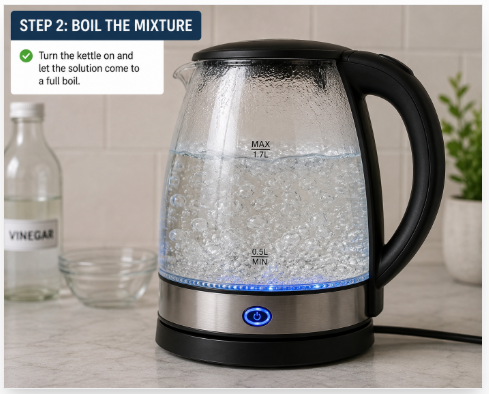 2. Boil the Mixture-Turn on the kettle and let the solution come to a full boil