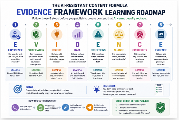 So, before you publish, use this simple EVIDENCE Framework to check your post.