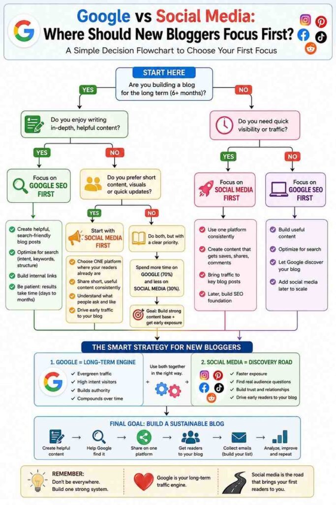 Google vs social media for bloggers comes down to one simple difference: Google meets demand, while social media creates discovery.