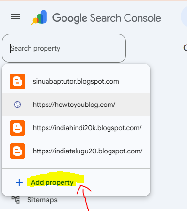 Select + Add property on the dropdown.