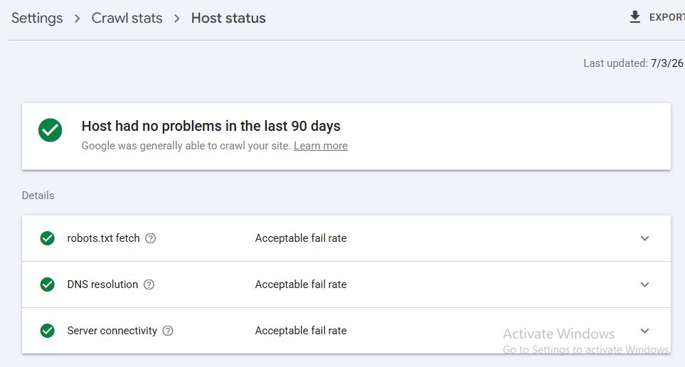 Check Hosting & Server status