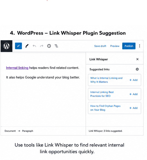 Use Link Whisper if you run WordPress and hate manual link hunting.