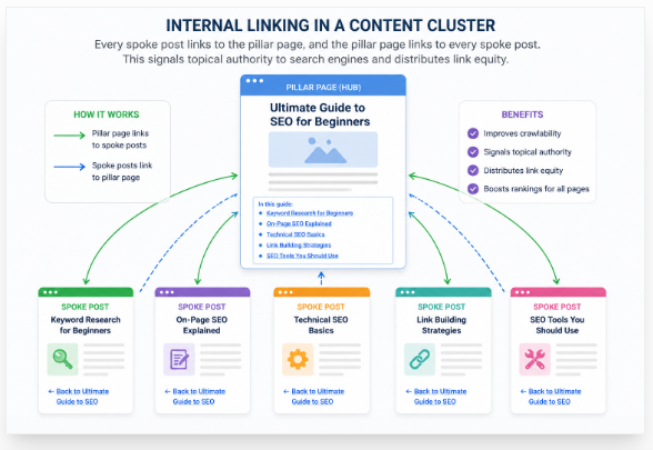 Plan your topic cluster internal linking before you write every page.