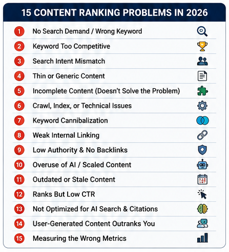 content ranking problems-15 Problems and Fixes