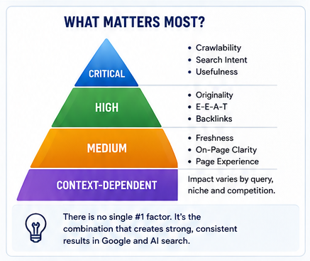 Your AI search visibility depends on strong SEO, clear facts, and useful first-hand knowledge. 