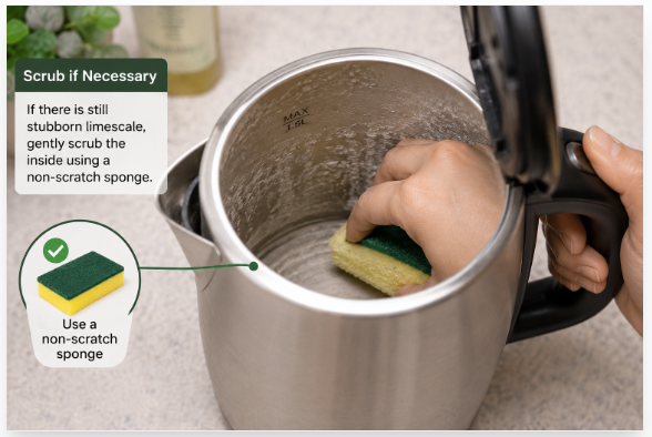 4. Scrub the Inside Gently-After soaking, check the base and side walls.