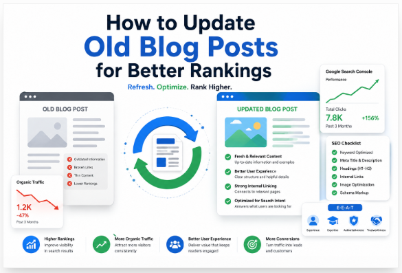 Updating old blog posts means improving pages you have already published.