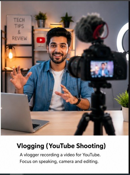 Vlogging means sharing ideas, stories, or lessons through video.